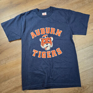 Vintage 90s Auburn Tigers T Shirt Mens M Blue Made USA NCAA Football College